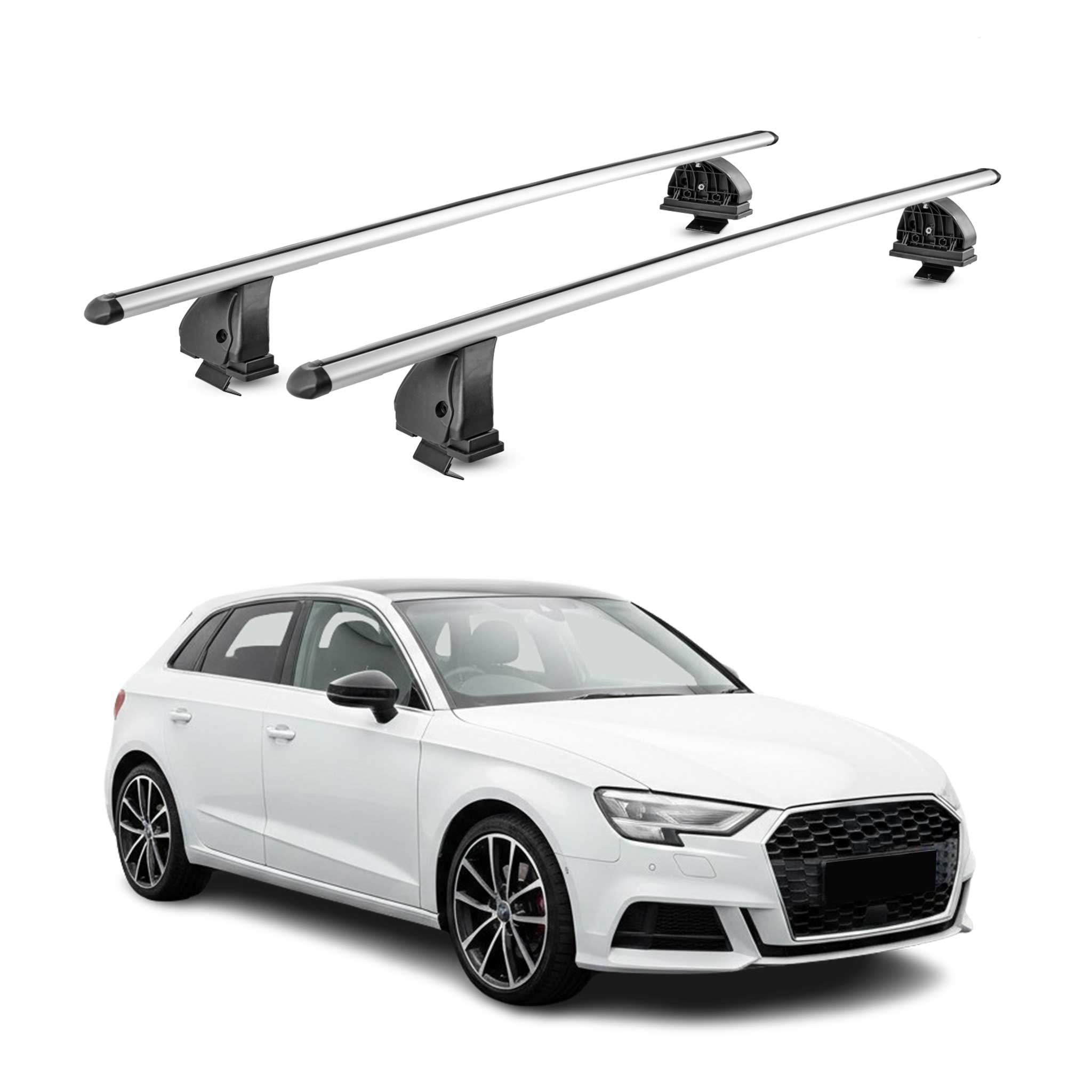 Barres de toit transversales Alu pour Audi A3 8Y Sportback 2020-2026 TÜV Gris 2x