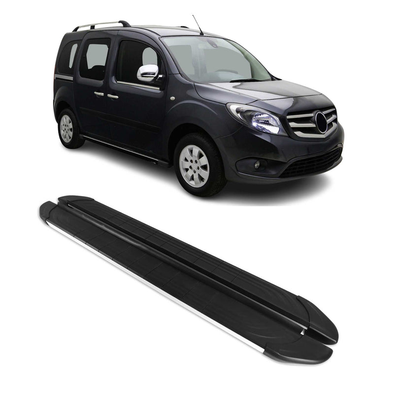 Marchepieds Latéraux pour Mercedes Citan 2012-2021 Aluminium Gris Noir 2Pcs