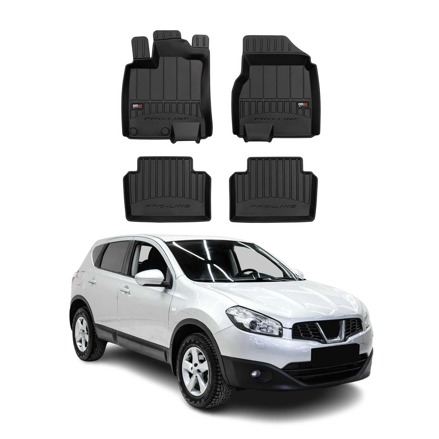 OMAC Tapis de sol en caoutchouc pour Nissan Qashqai Tekna 2006-2014 Noir Premium