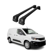 Barres de toit transversales pour Peugeot Partner mk3 2018-2026 Alu Noir 2Pcs