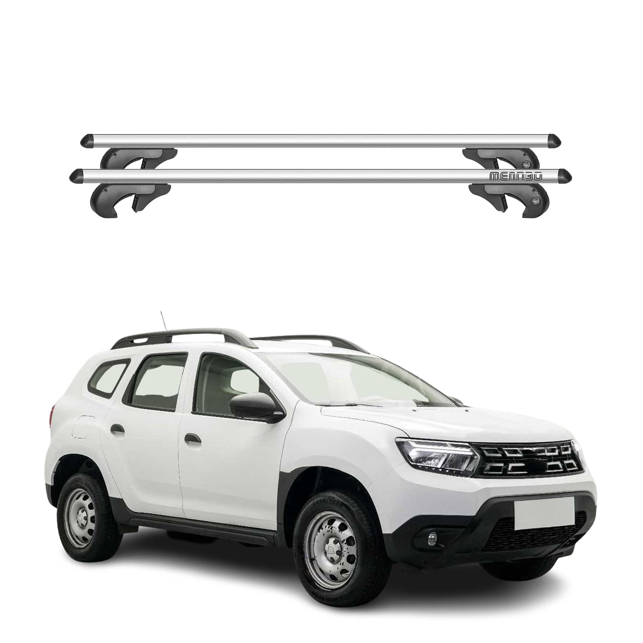 Barres de toit transversales pour Dacia Duster 2018-2024 90kg Alu Gris 2x