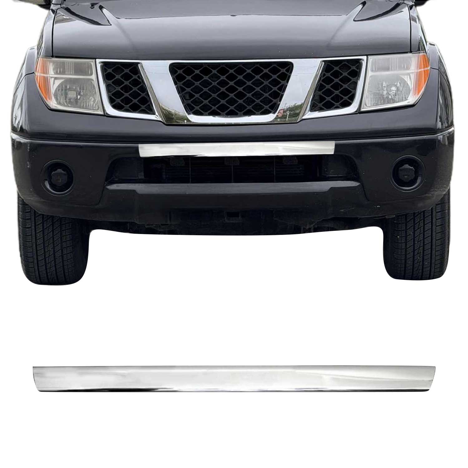 Garniture de Pare-chocs Avant pour Nissan Navara 2005-2015 Acier Chromé Brossé