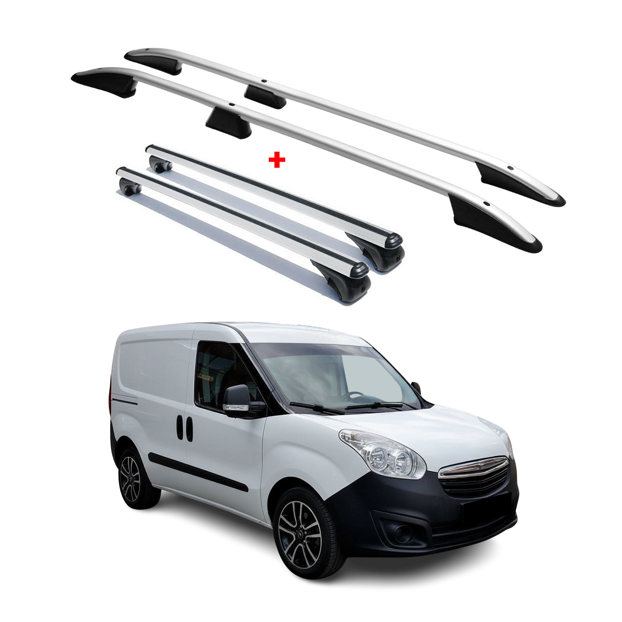 Kit Barres de toit pour Opel Combo D 2010-2018 L1 Empattement Court Alu Gris 4x