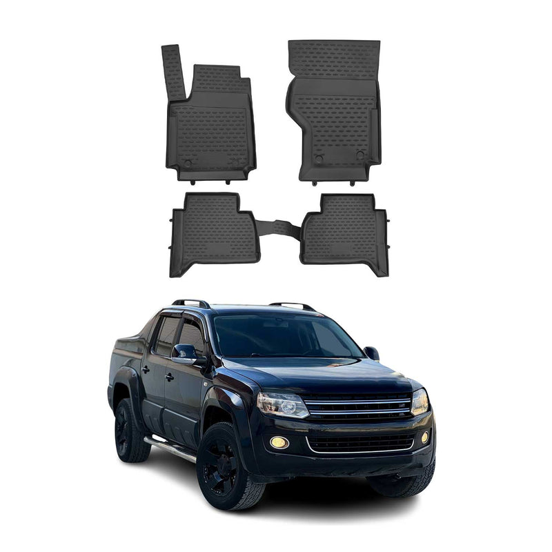 OMAC Tapis de sol pour Volkswagen Amarok 2010-2021 sur mesure en caoutchouc Noir