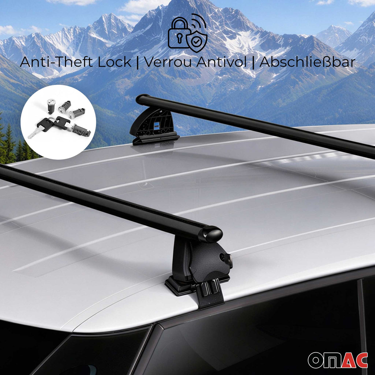 Barres de toit transversales acier pour Subaru Trezia 2011-2016 TÜV Noir 2Pcs