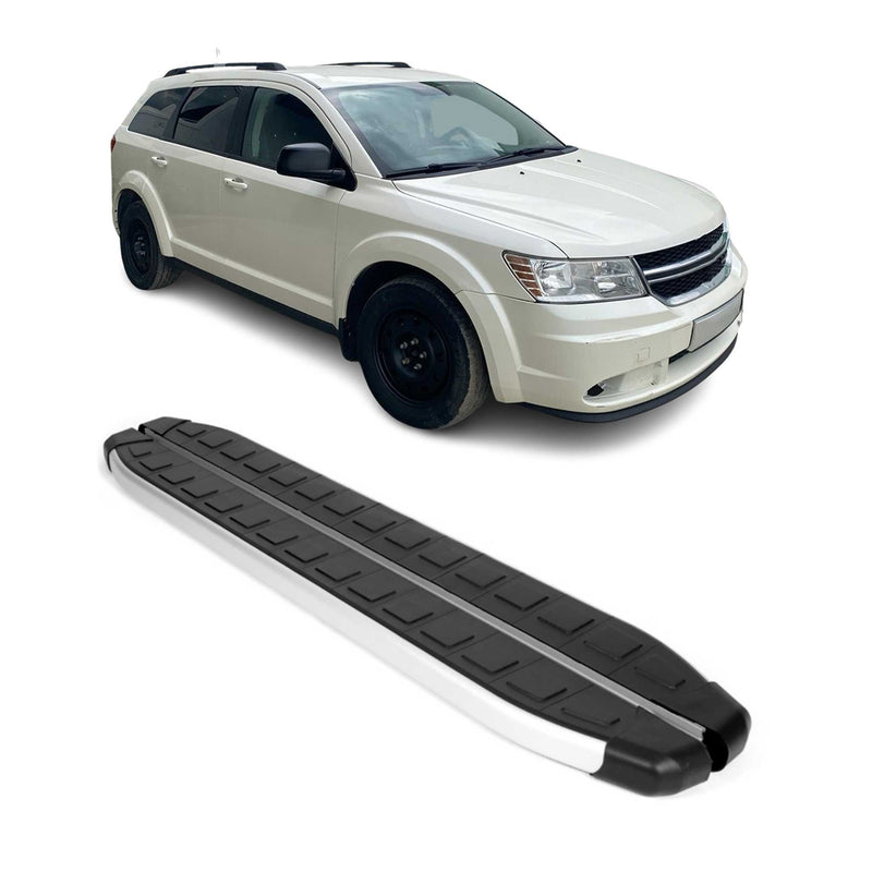 Marchepieds Latéraux pour Dodge Journey 2008-2024 Aluminium Noir Gris 2Pcs