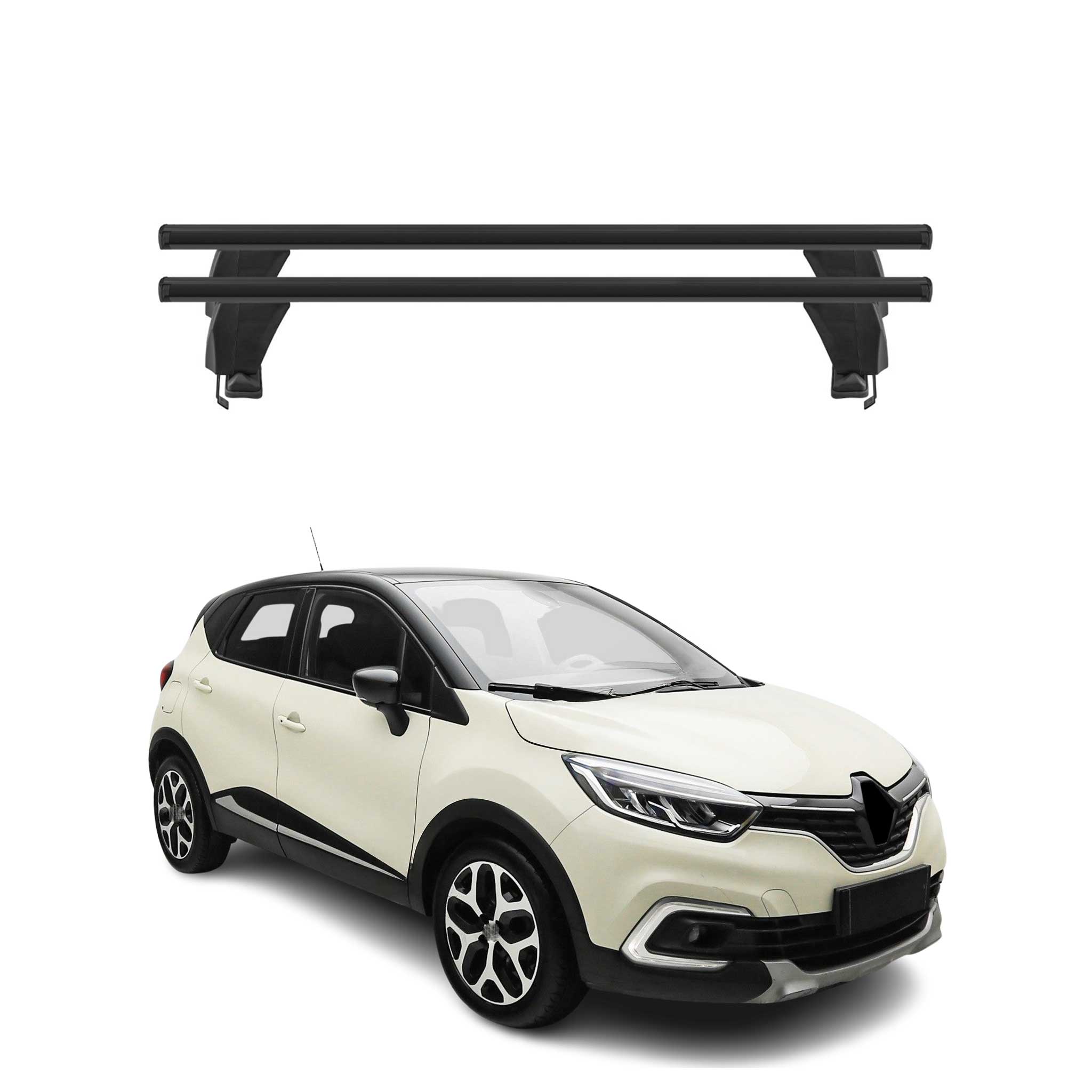 Menabo Barres de toit Transversales pour Renault Captur 2017-2019 Alu Noir ABE