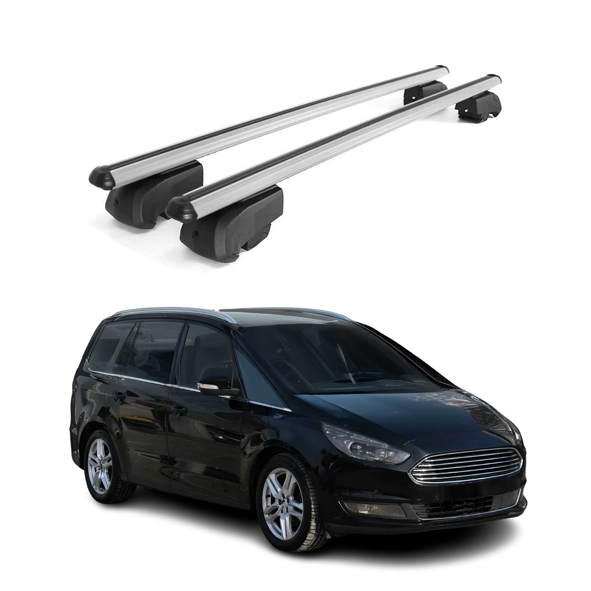 Barres de toit Transversales pour Ford Galaxy 2015-2023 Aluminium Gris ABE