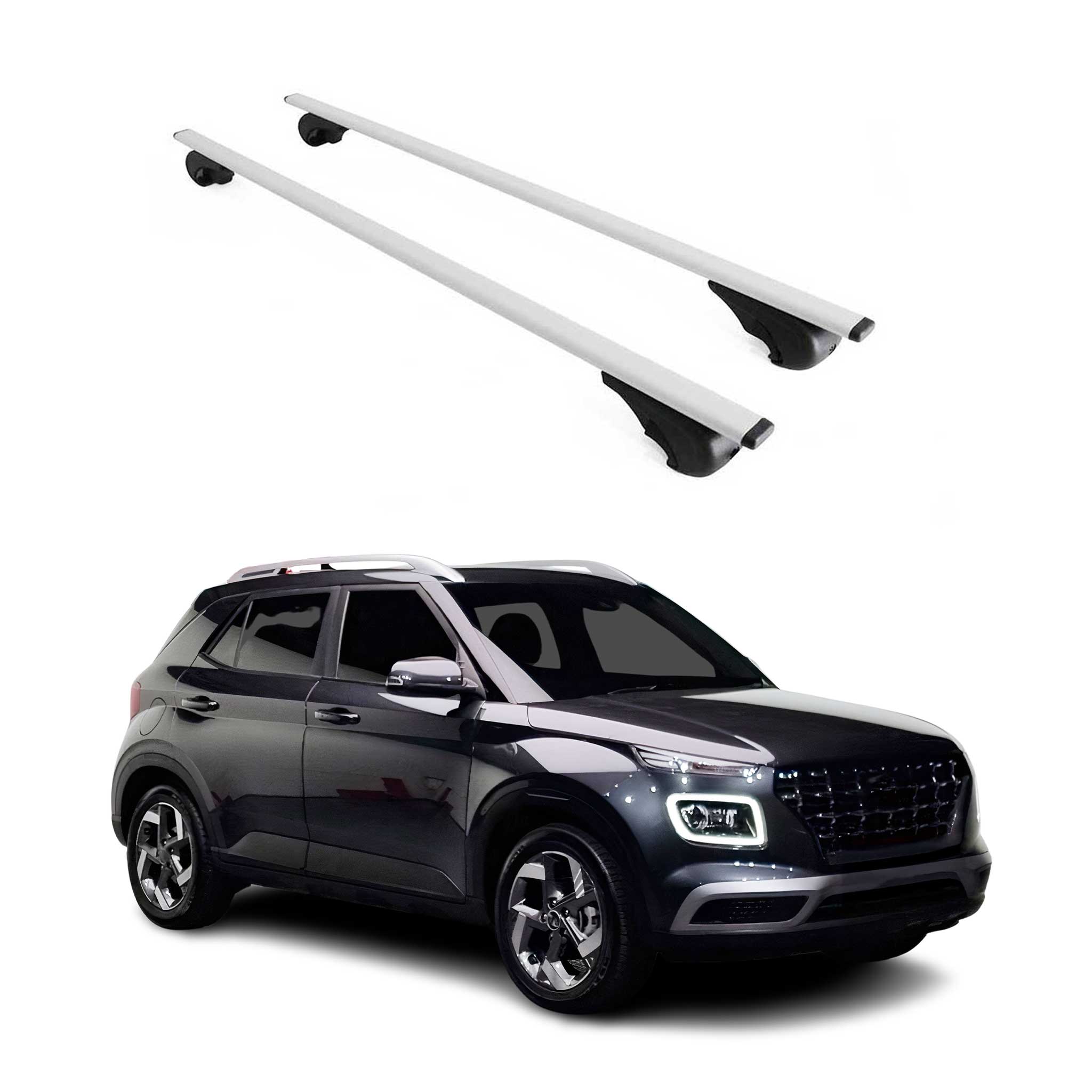 Barres de toit Transversales pour Hyundai Venue 2020-2026 Fer Argent