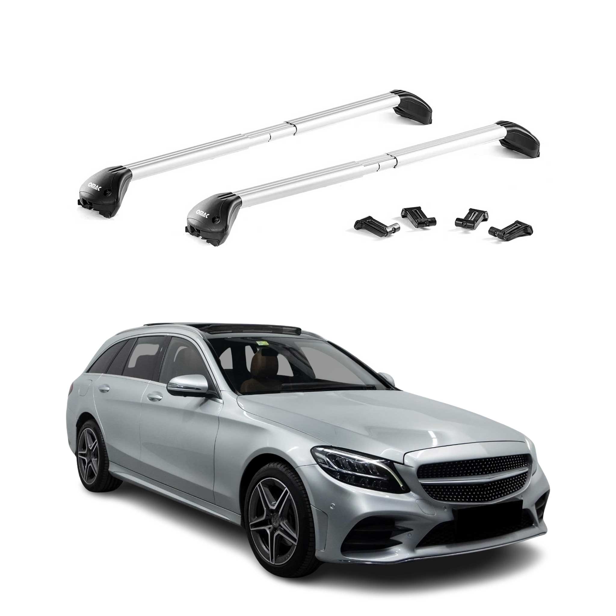 Barres de toit transversales pour Mercedes Classe C S205 2015-2021 Alu Gris ABE