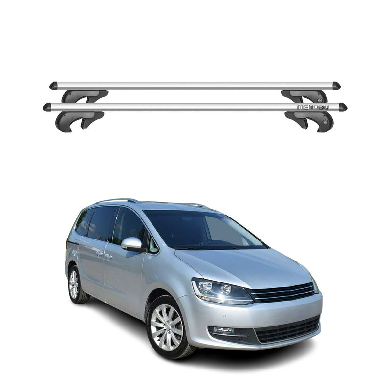 Barres de toit transversales pour VW Sharan 7N 2010-2015 90kg Alu Gris 2x
