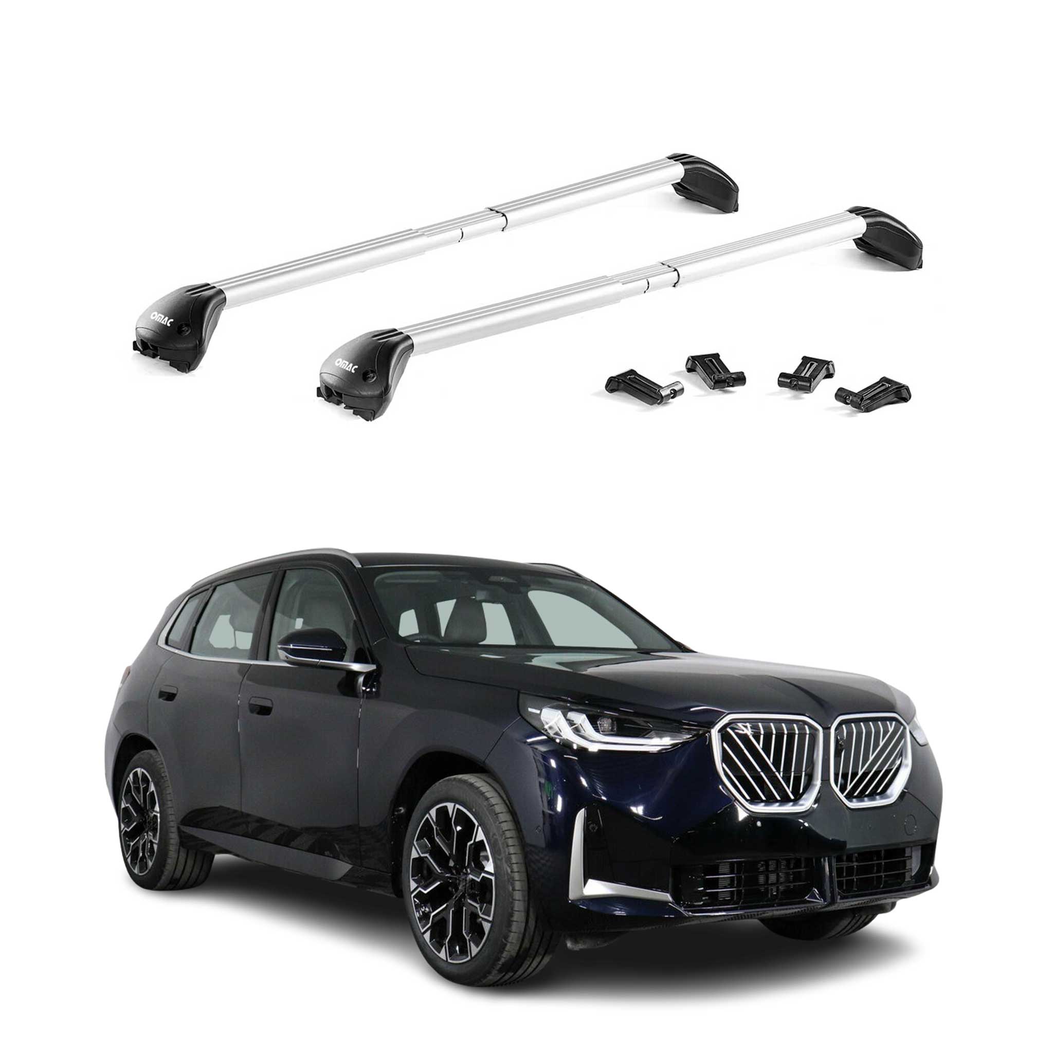 Barres de toit ajustables transversales pour BMW X3 G45 2025-25 Alu Argente 2x