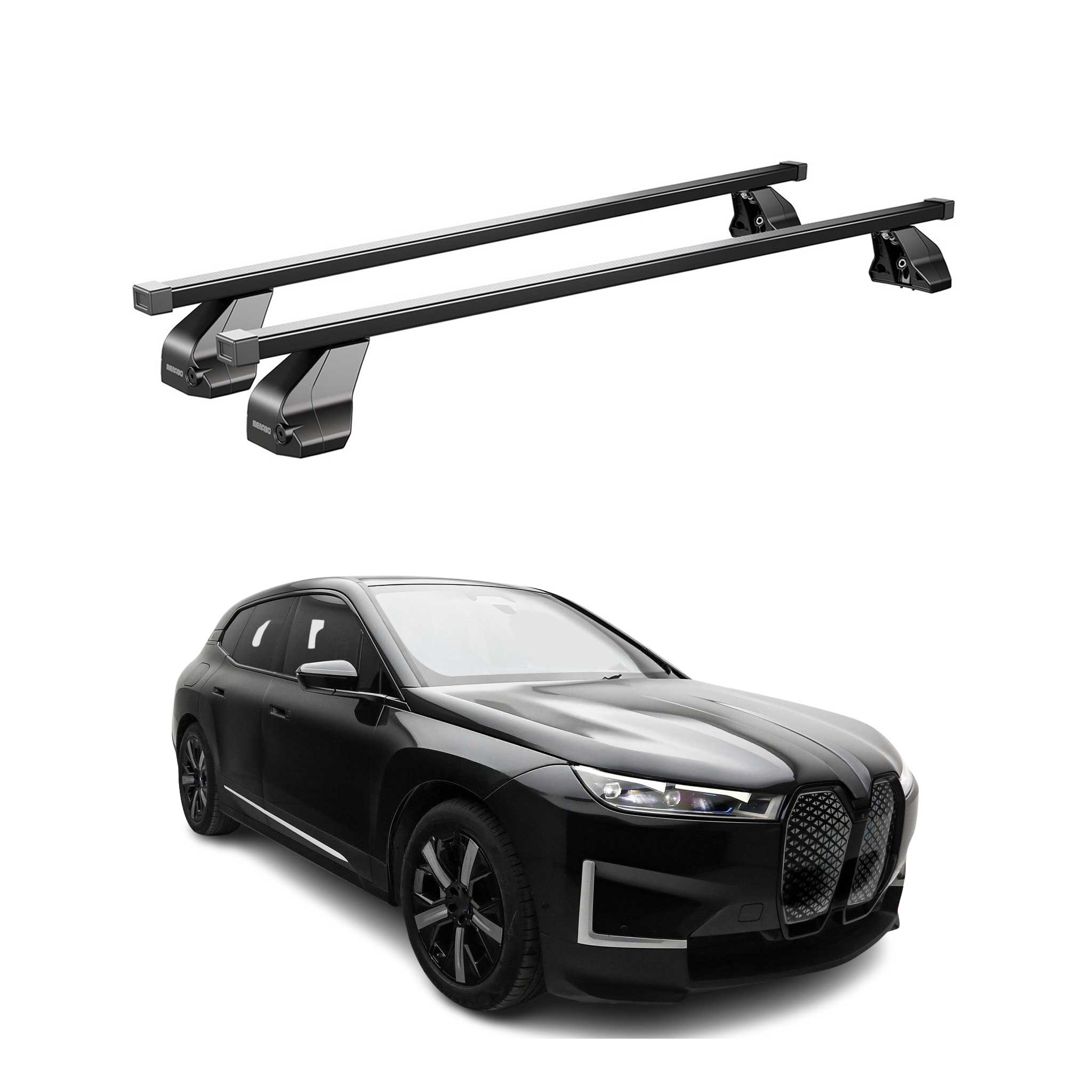 Menabo Barres de toit Transversales pour BMW Série 5 G60 2024-2026 Noir Acier 2x
