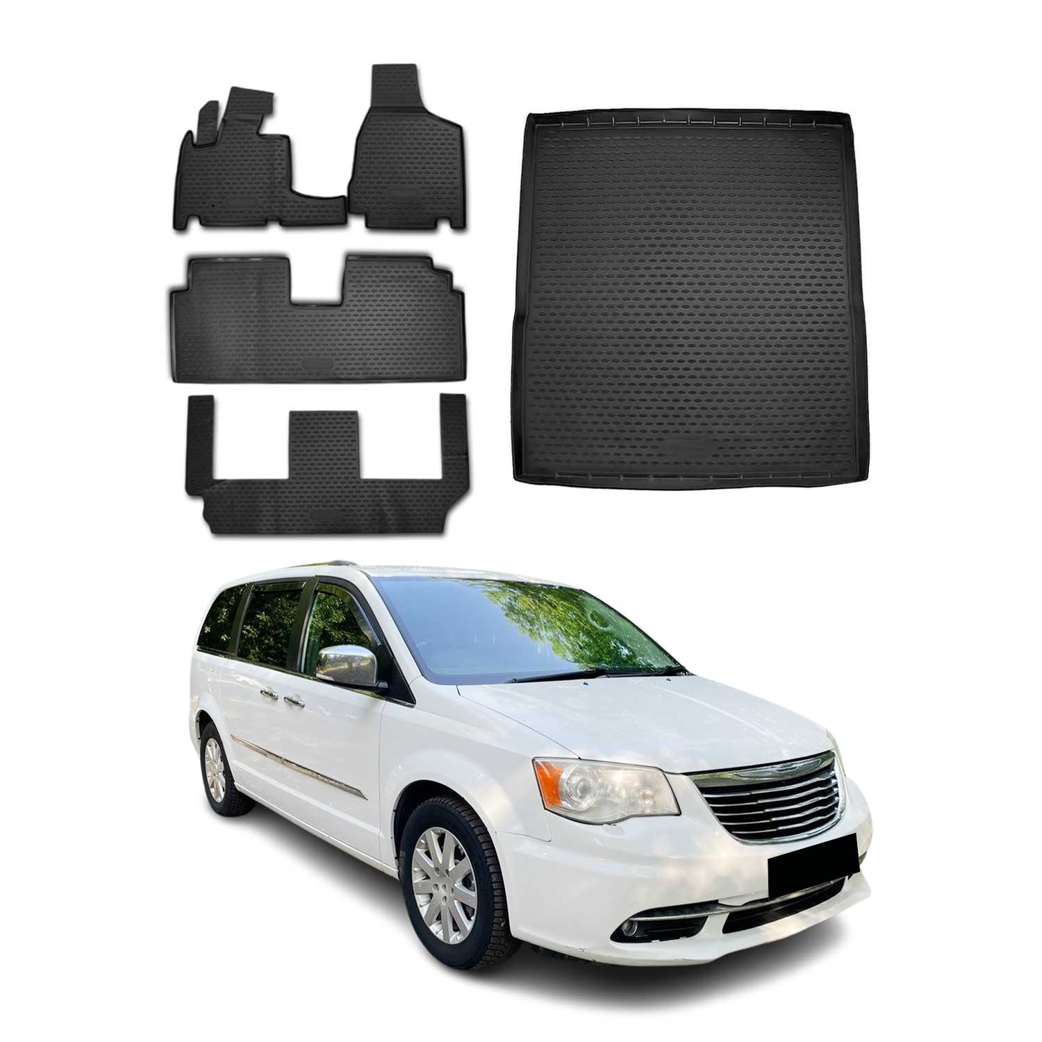 2008-2020 Dodge Grand Caravan/Voyager Kit OMAC Tapis de sol et coffre Caoutchouc