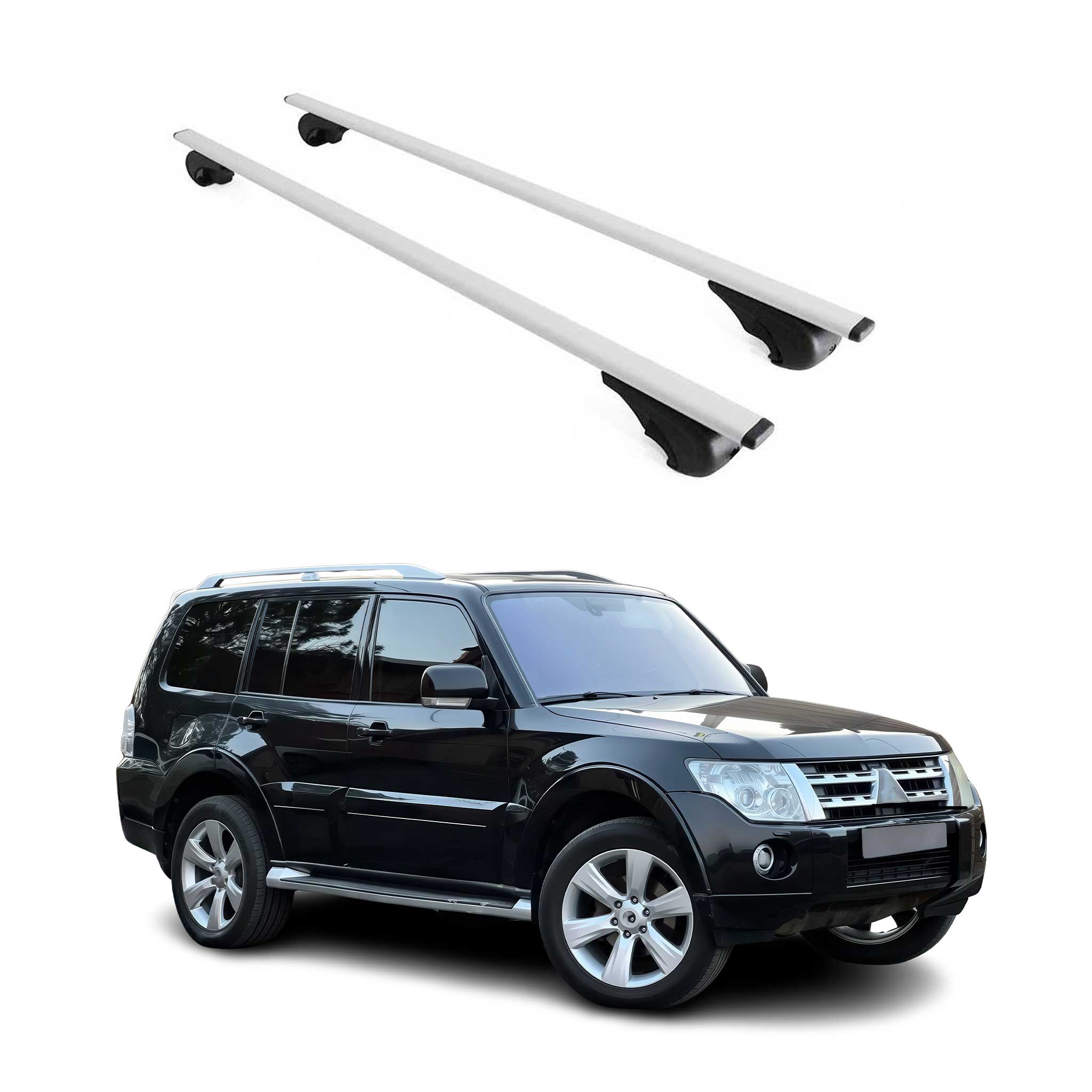 Barres de toit Transversales pour Mitsubishi Pajero 2006-2021 Fer Argent