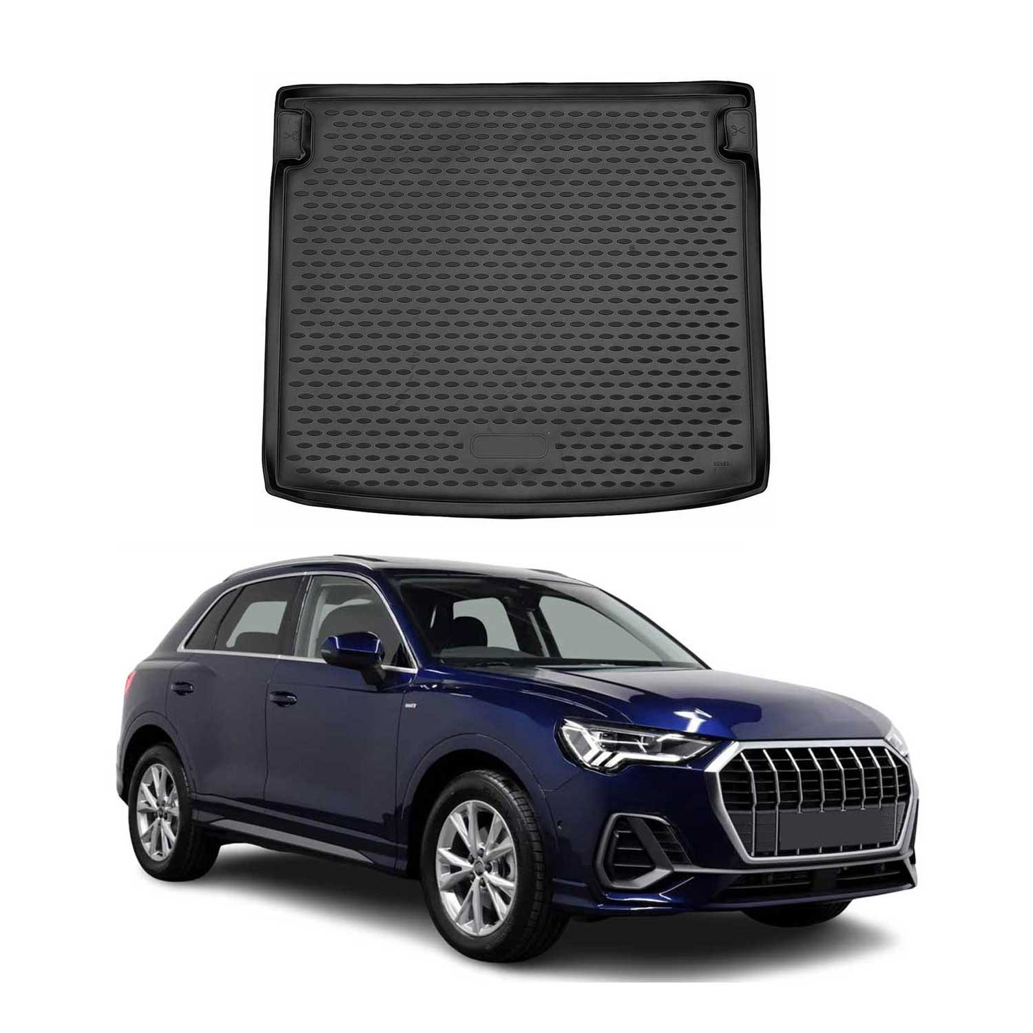 OMAC Tapis de coffre pour Audi Q3 F3 2018-2024 caoutchouc TPE Noir