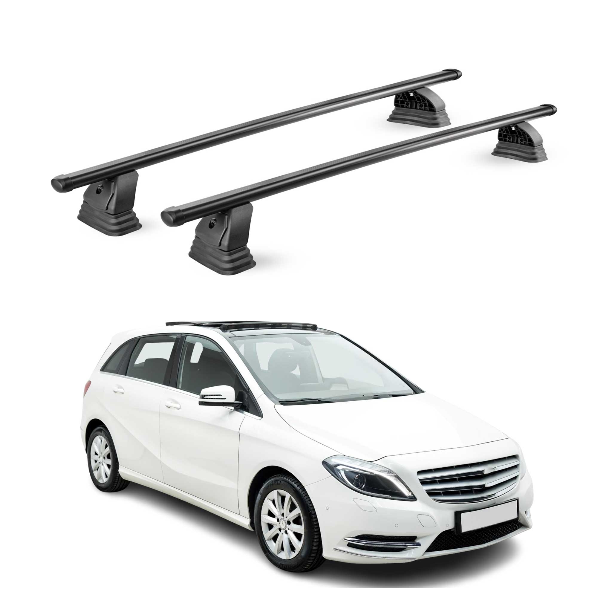 Barres de toit transversales acier pour Mercedes Classe B W246 2012-2018 Noir 2x