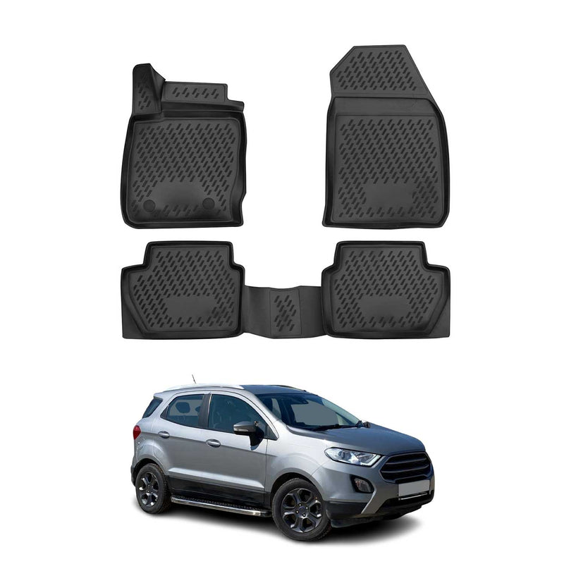Kit Tapis de sol et coffre pour Ford Ecosport 2014-2017 en Caoutchouc TPE Noir