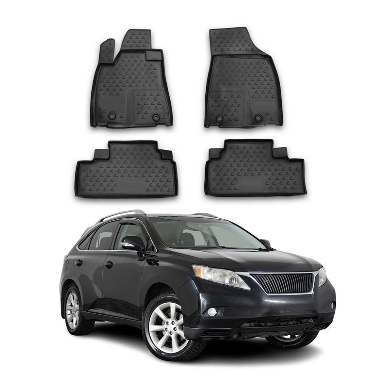 Tapis de sol pour Lexus RX350 2009-2014 en caoutchouc TPE 3D 4Pcs Noir