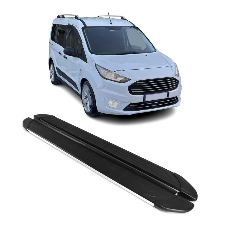 Marchepieds Latéraux pour Ford Connect 2014-2024 Alu Gris Noir L1 Court 2Pcs