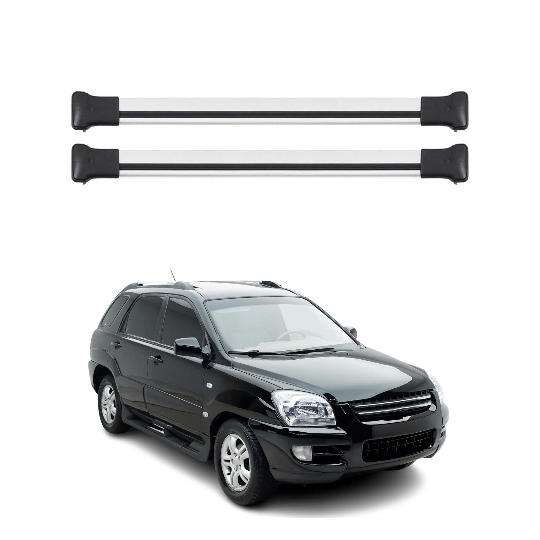 OMAC Barres de toit en aluminium pour Kia Sportage mk2 JE 2005-2010 Gris 2x TÜV