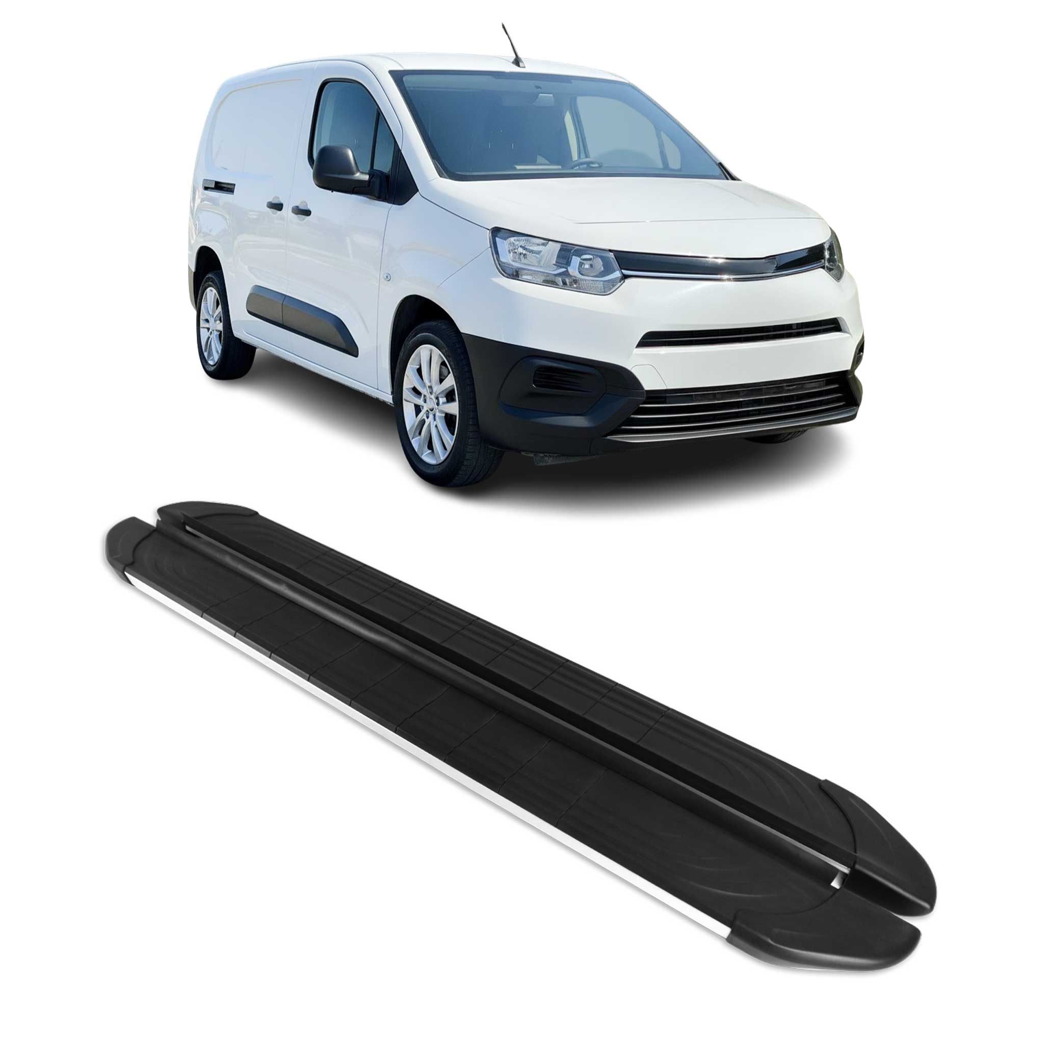 Marchepieds Latéraux pour Toyota Proace City 2019-2026 Van L2 Long Gris 2 Pieces