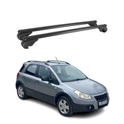 Barres de toit Transversales pour Fiat Sedici 2006-2015 Aluminium Noir