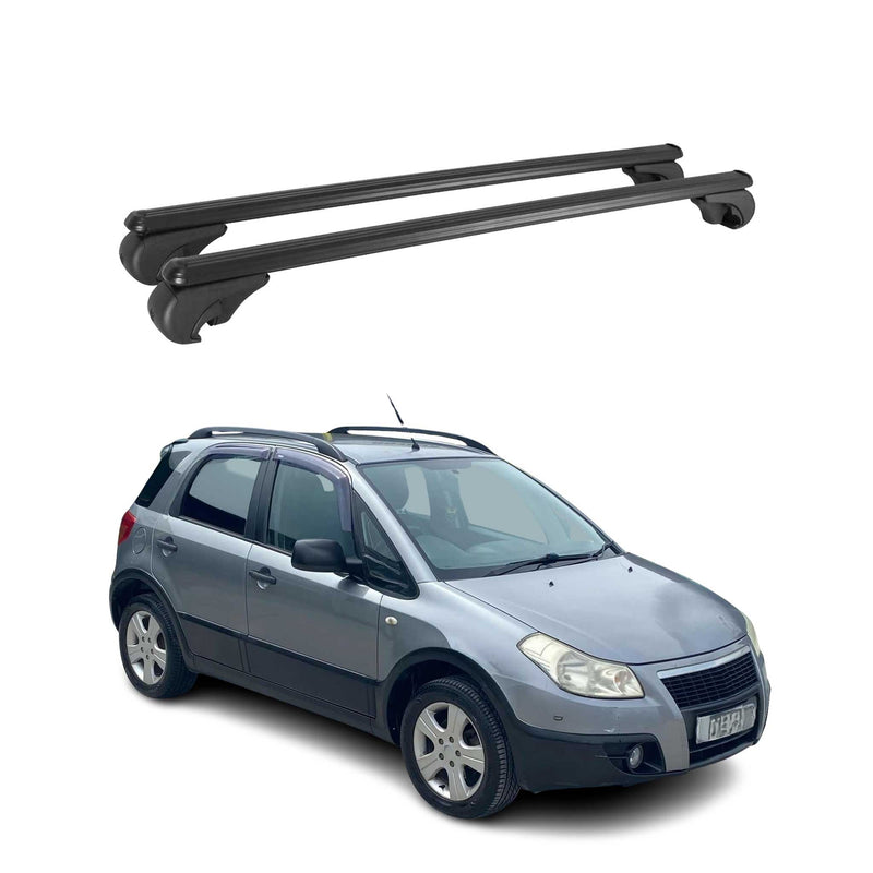 Barres de toit Transversales pour Fiat Sedici 2006-2015 Aluminium Noir