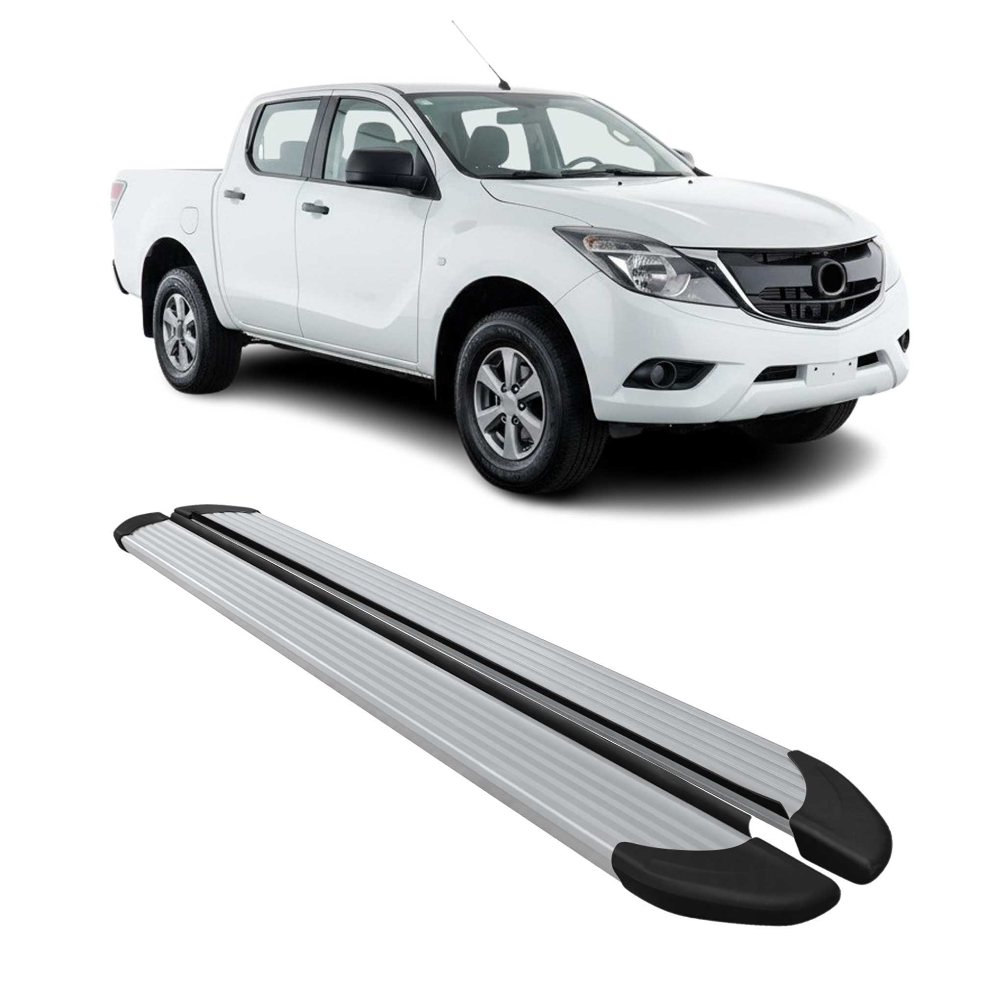 Marchepieds Latéraux pédale pour Mazda BT-50 Double Cab 2012-20 Alu Argent 2Pcs