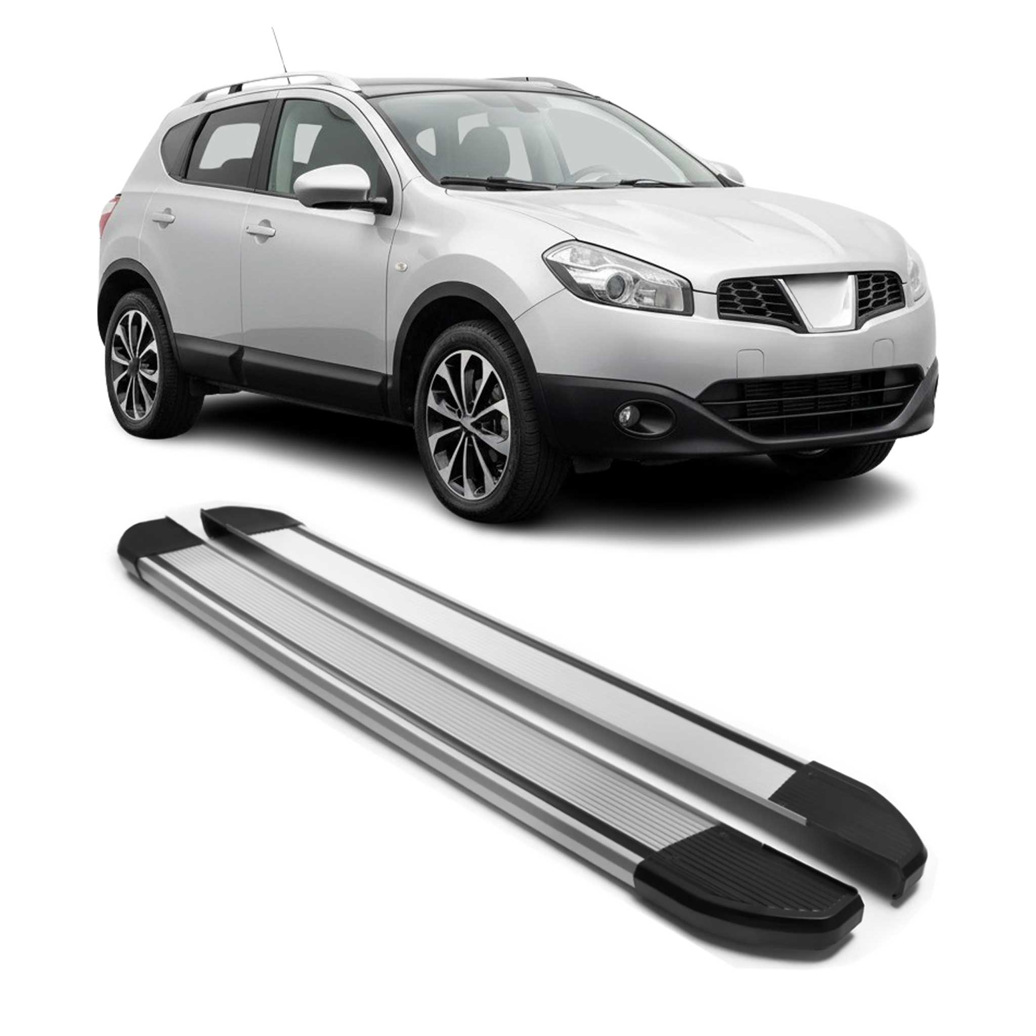 Marchepieds Latéraux pour Nissan Qashqai J10 2006-2014 Alu 2x Noir