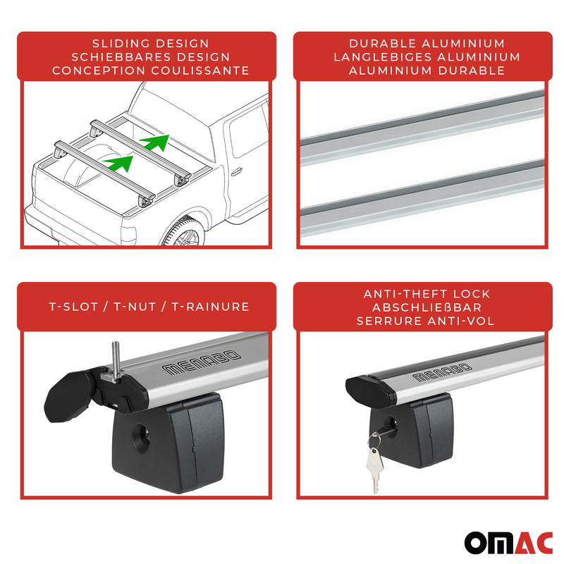 Mernabo Barre-Traverse de Toit Porte-bagages pour Fiat Fullback Alu