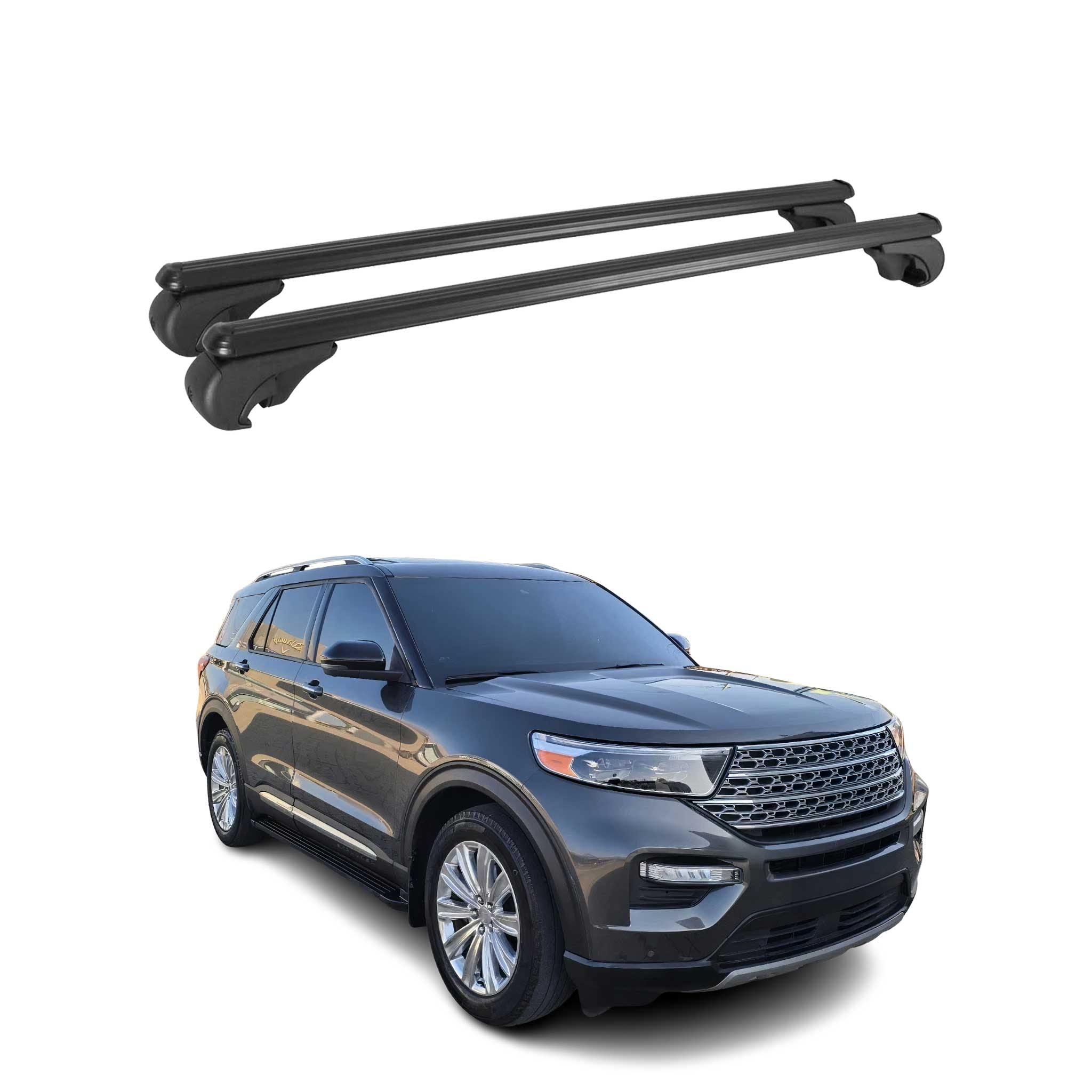 Barres de toit Transversales pour Ford Explorer 2020-2025 Aluminium Noir