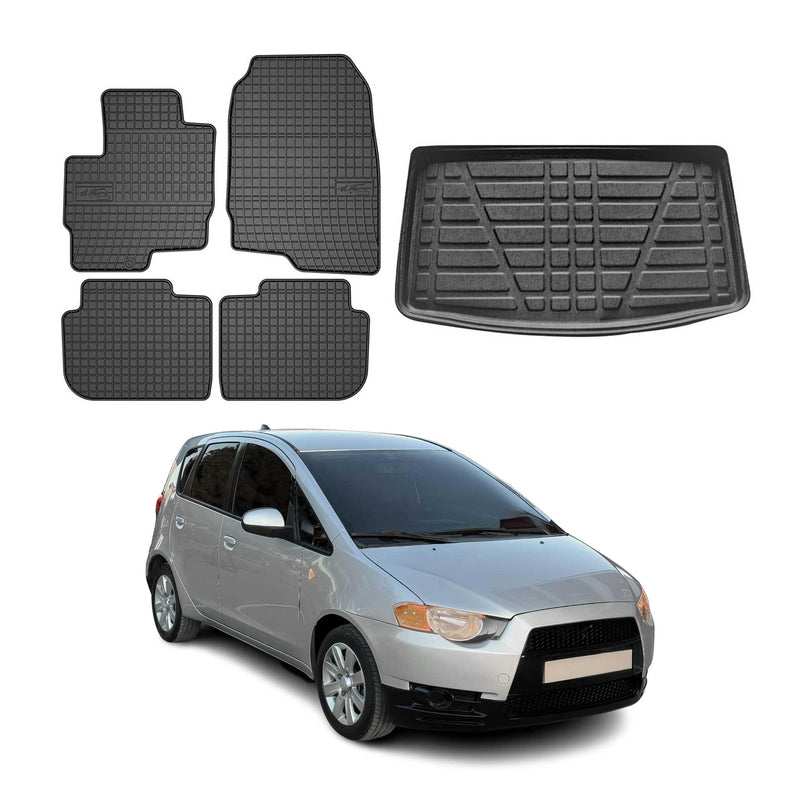 Kit Tapis de sol et coffre pour Mitsubishi Colt CZ3 2008-2013 TPE Noir