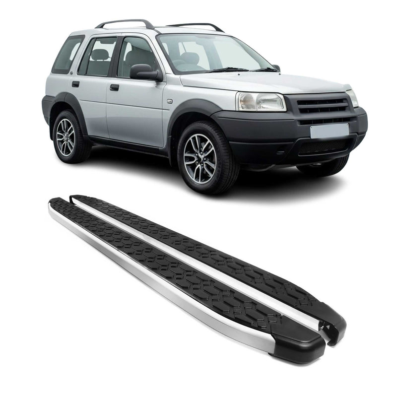 Marchepieds Latéraux pour Land Rover Freelander 1997-2006 Gris Noir Aluminium 2x
