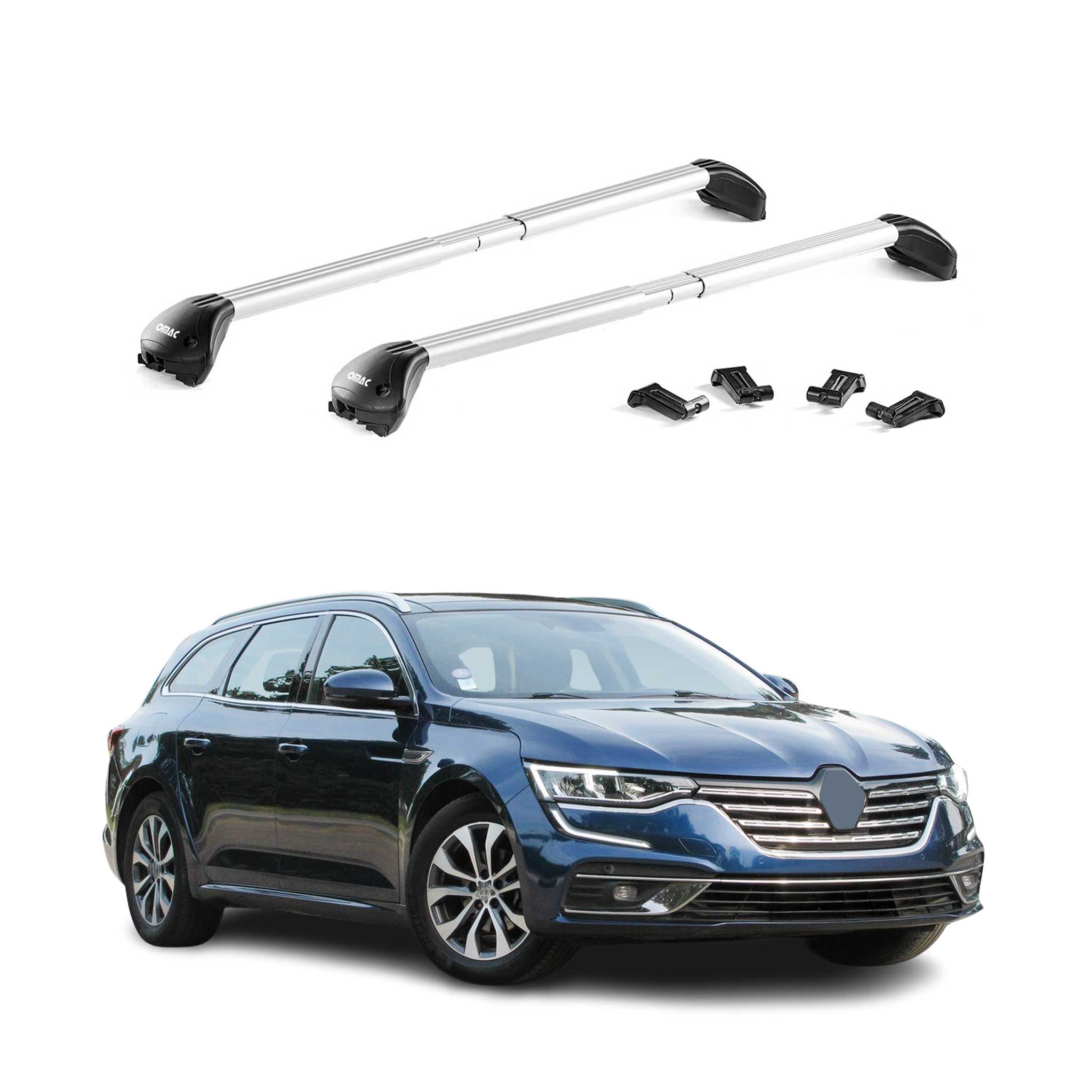 Barres de toit transversales pour Renault Talisman Break 2015-2022 Alu Gris ABE