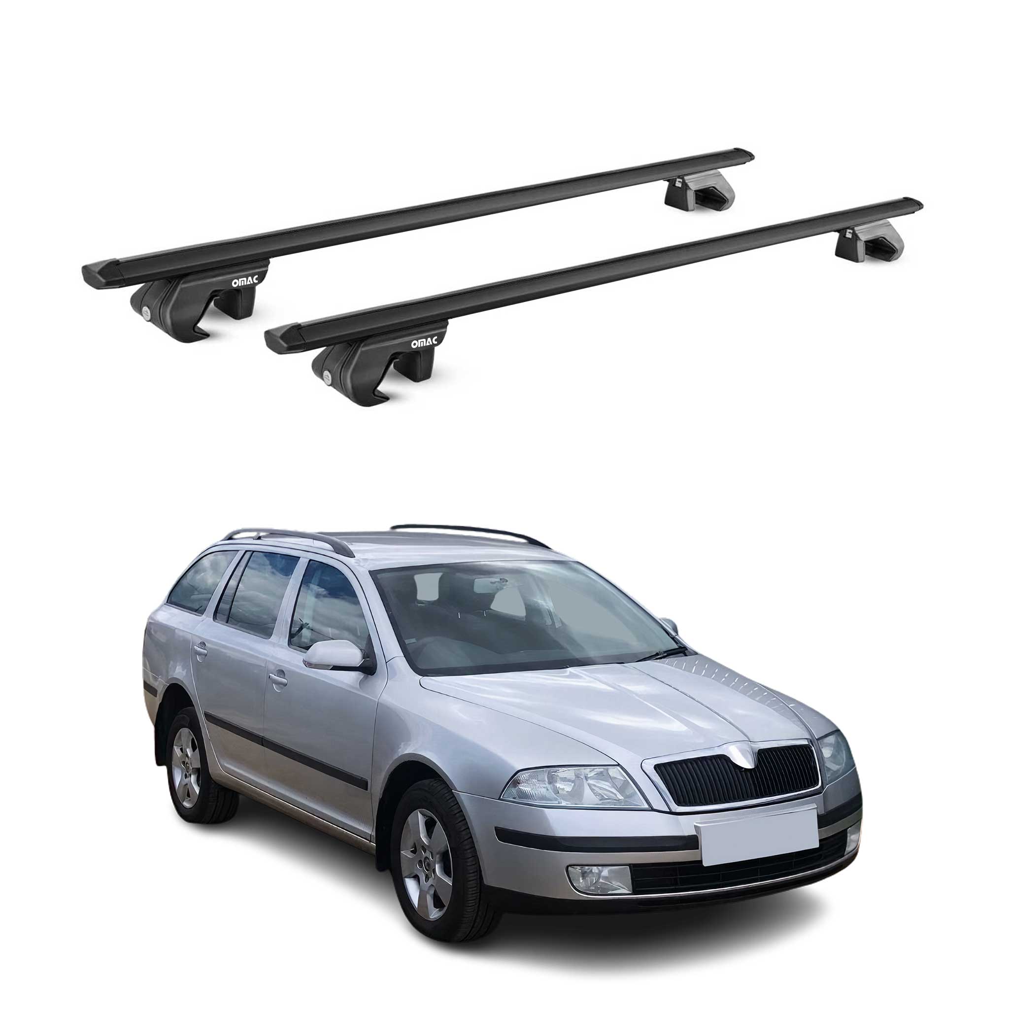 Barres de toit transversales pour Skoda Octavia II Break 2004-2013 Alu Noir ABE