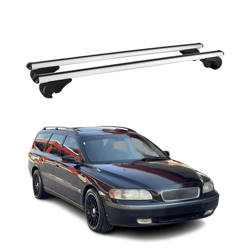 Barres de toit Transversales pour Volvo V70 XC70 2000-2007 Aluminium Argent
