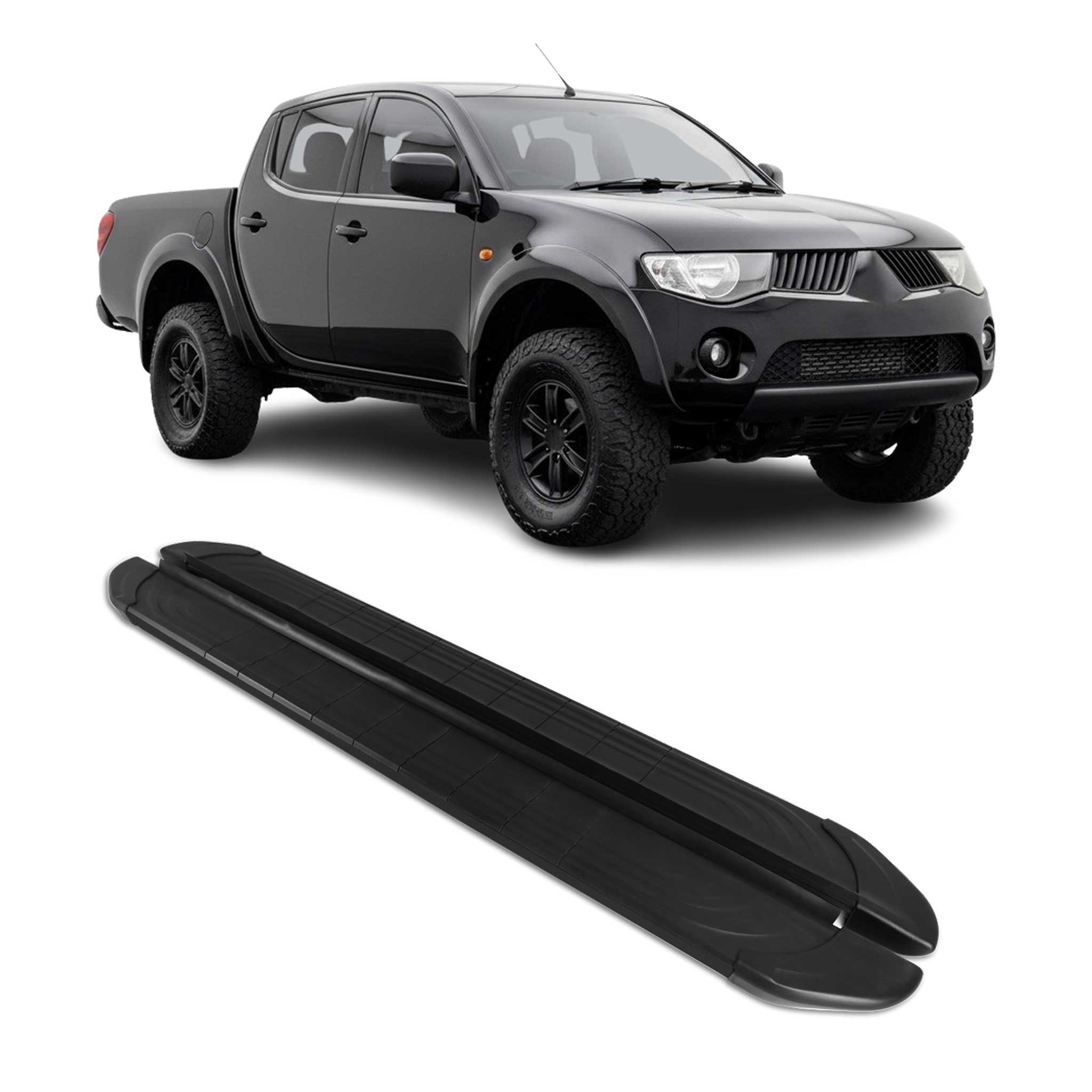 Marchepieds Latéraux pour Mitsubishi L200 DoubleCab Triton 2005-2014 Noir L2