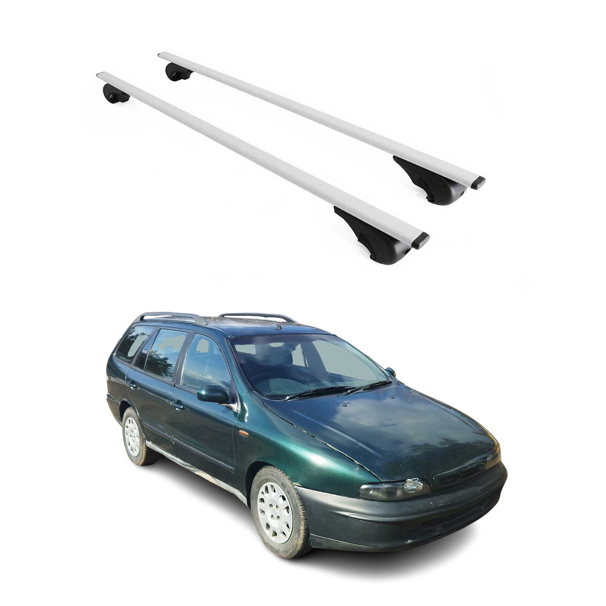 Barres de toit Transversales pour Fiat Marea Weekend 1996-2003 Fer Argent