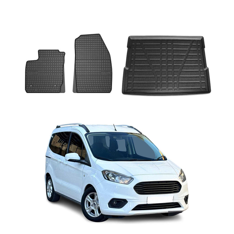 Kit Tapis de sol et coffre pour Ford Tourneo Courier 2014-2024 TPE Noir