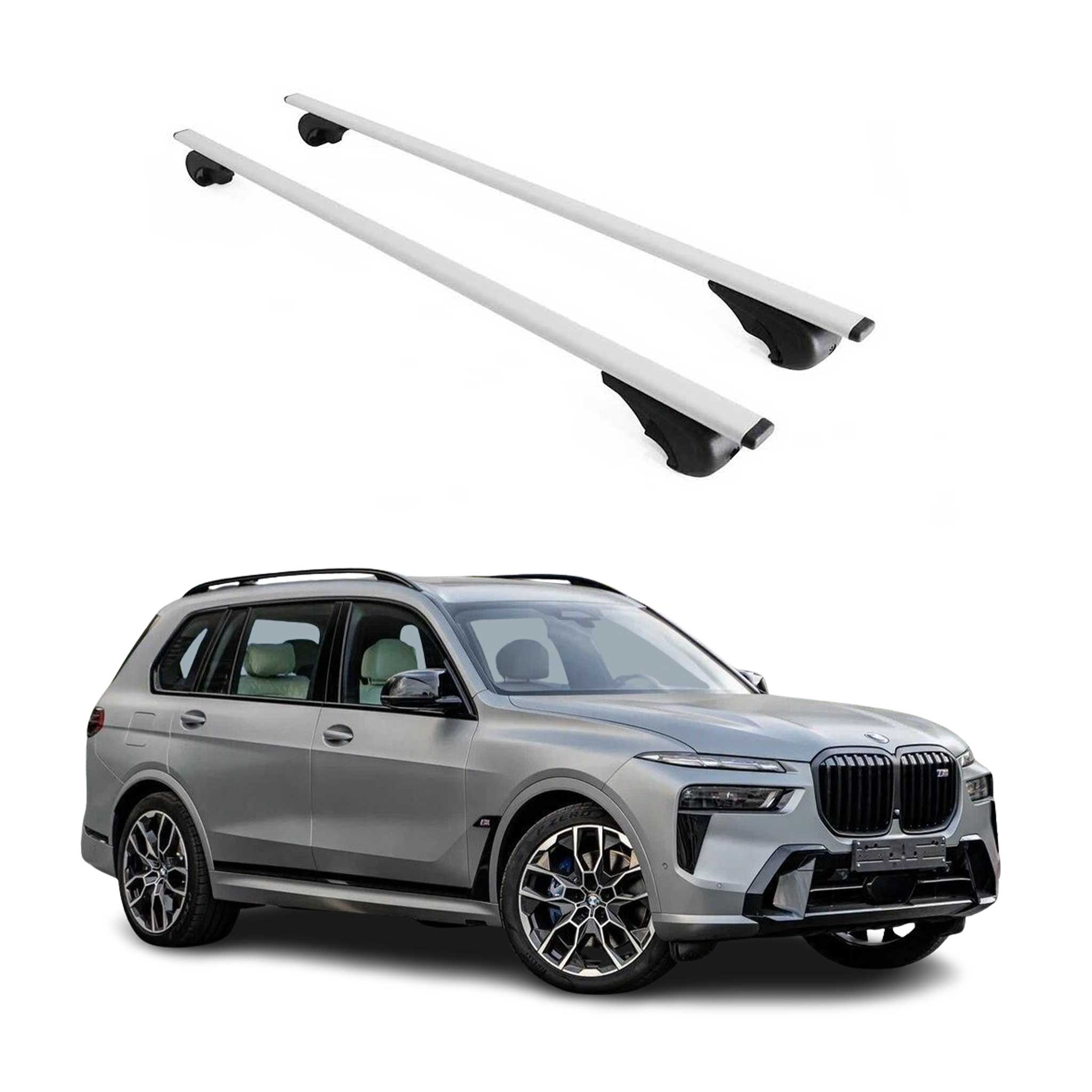 Barres de toit transversales pour BMW X7 G07 2019-2024 Fer Argent