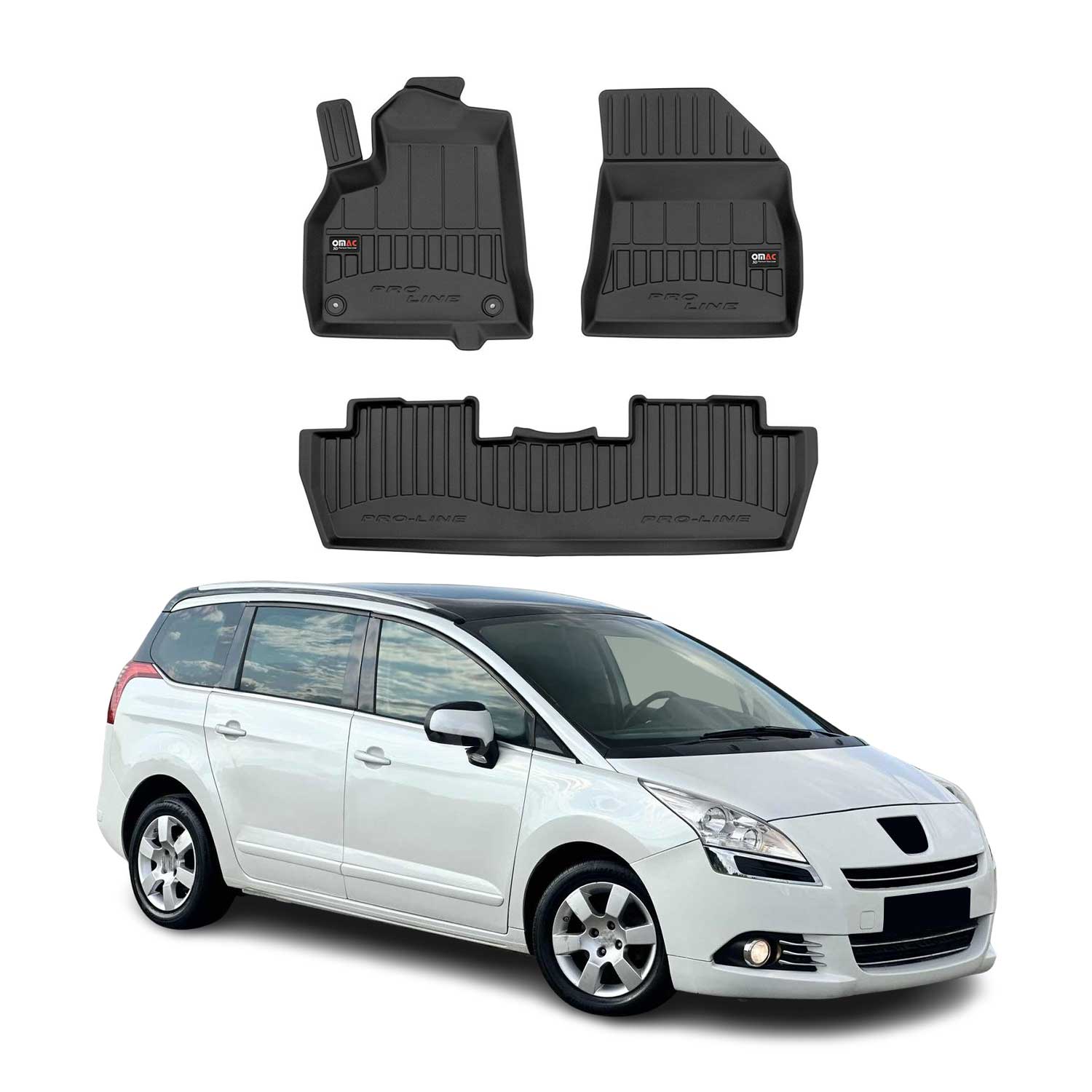 Tapis de Sol pour Peugeot 5008 2009-2017 Caoutchouc TPE Noir