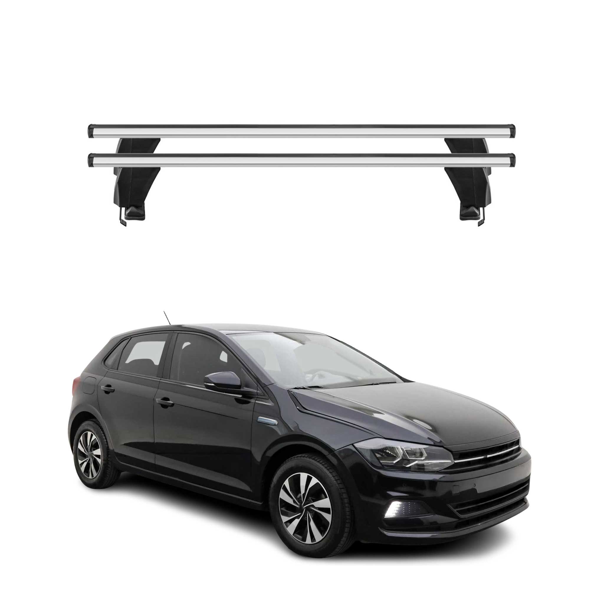 Menabo Barres de toit Transversales pour VW Polo VI 2017-2021 Alu Gris ABE 2x