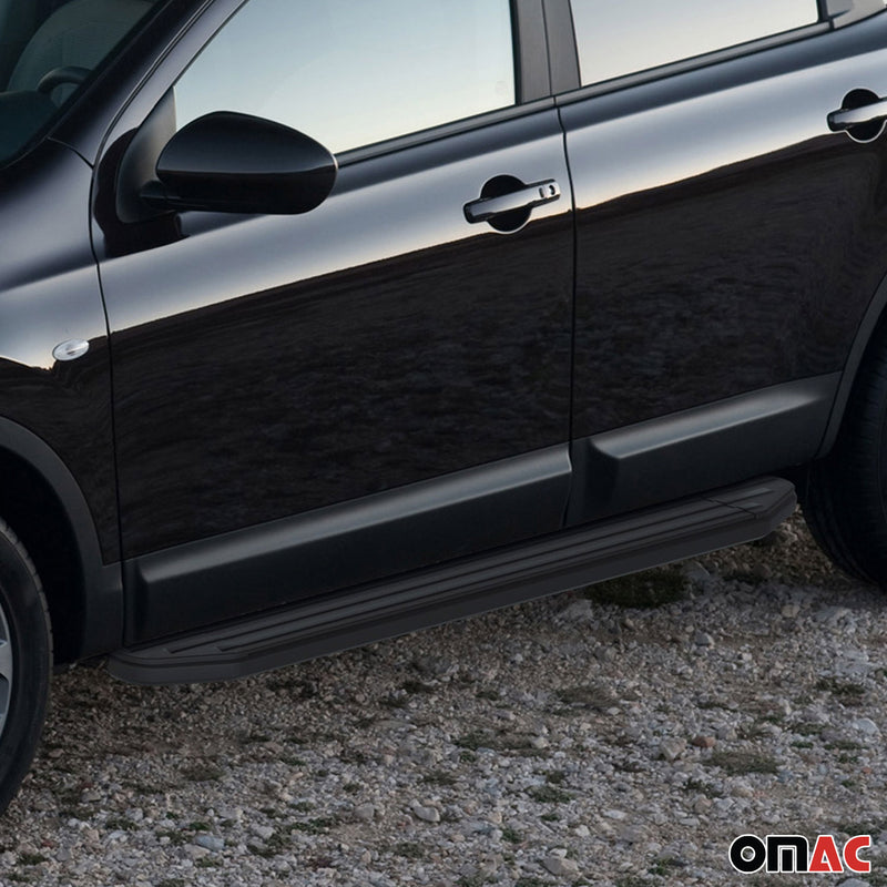 Marchepieds Latéraux pour Nissan Qashqai 2013-2018 Alu Noir ABE
