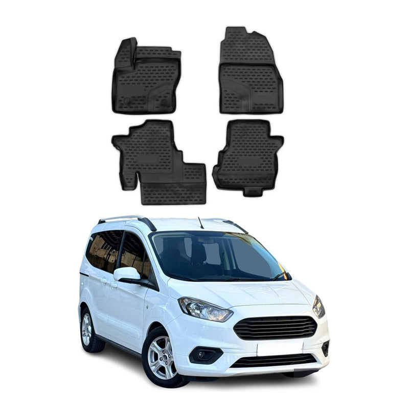 OMAC Tapis de sol pour Ford Tourneo Courier 2014-2024 en caoutchouc Noir