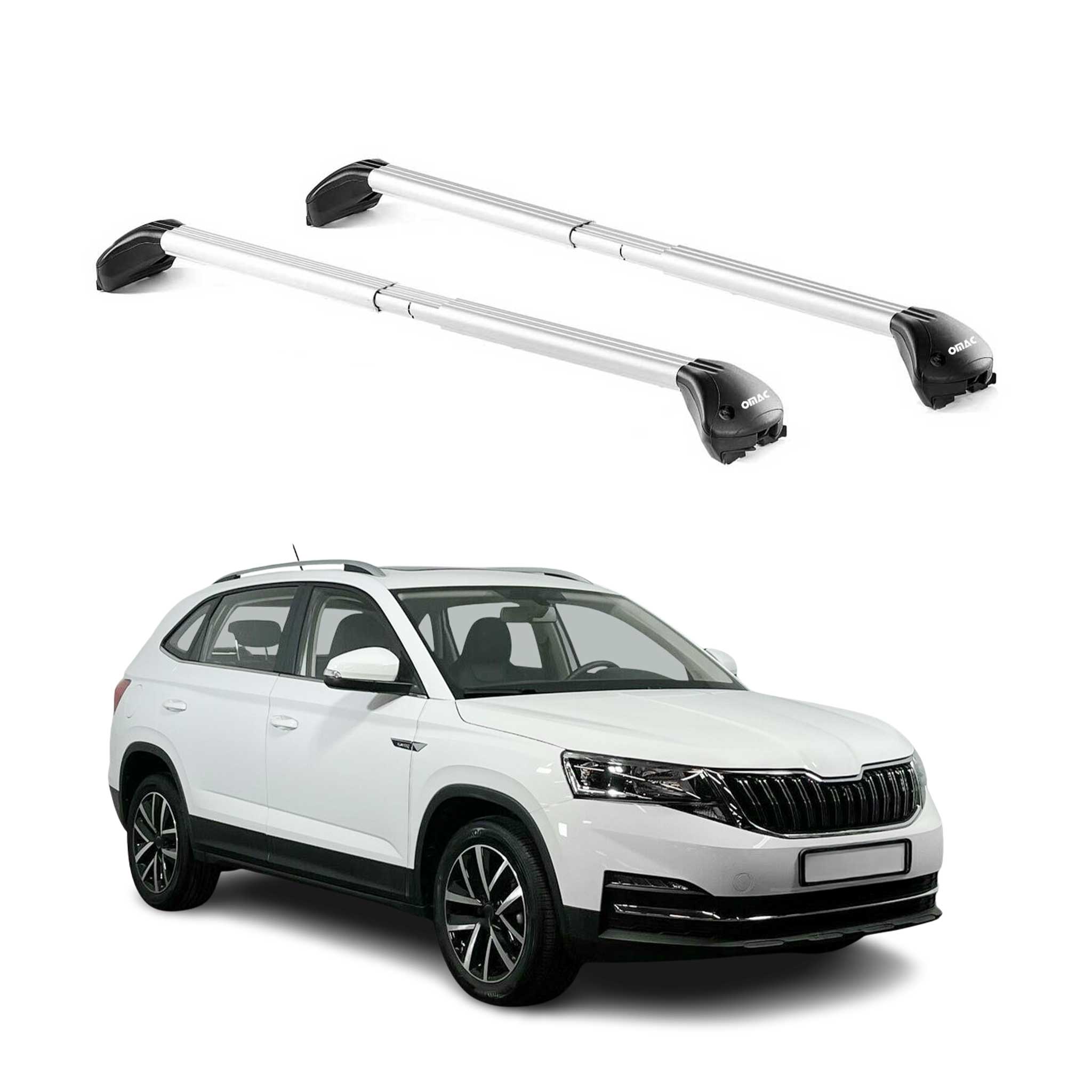 Barres de toit transversales pour Skoda Kamiq 2019-2026 5P Gris Argenté 2x ABE