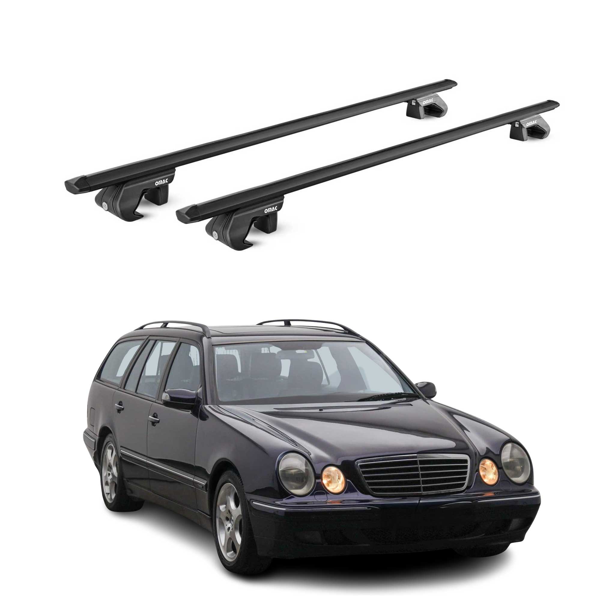 Barres de toit transversales pour Mercedes Classe E S210 S211 1996-2009 Noir ABE
