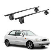 Barres de toit transversales acier pour Daewoo Lanos HB 1997-2002 TÜV Noir 2Pcs