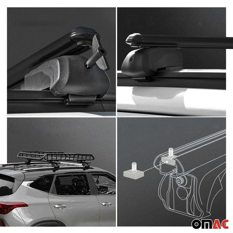 Barres de toit transversales pour Alfa Romeo Stelvio 2016-2024 Alu Noir 2Pcs