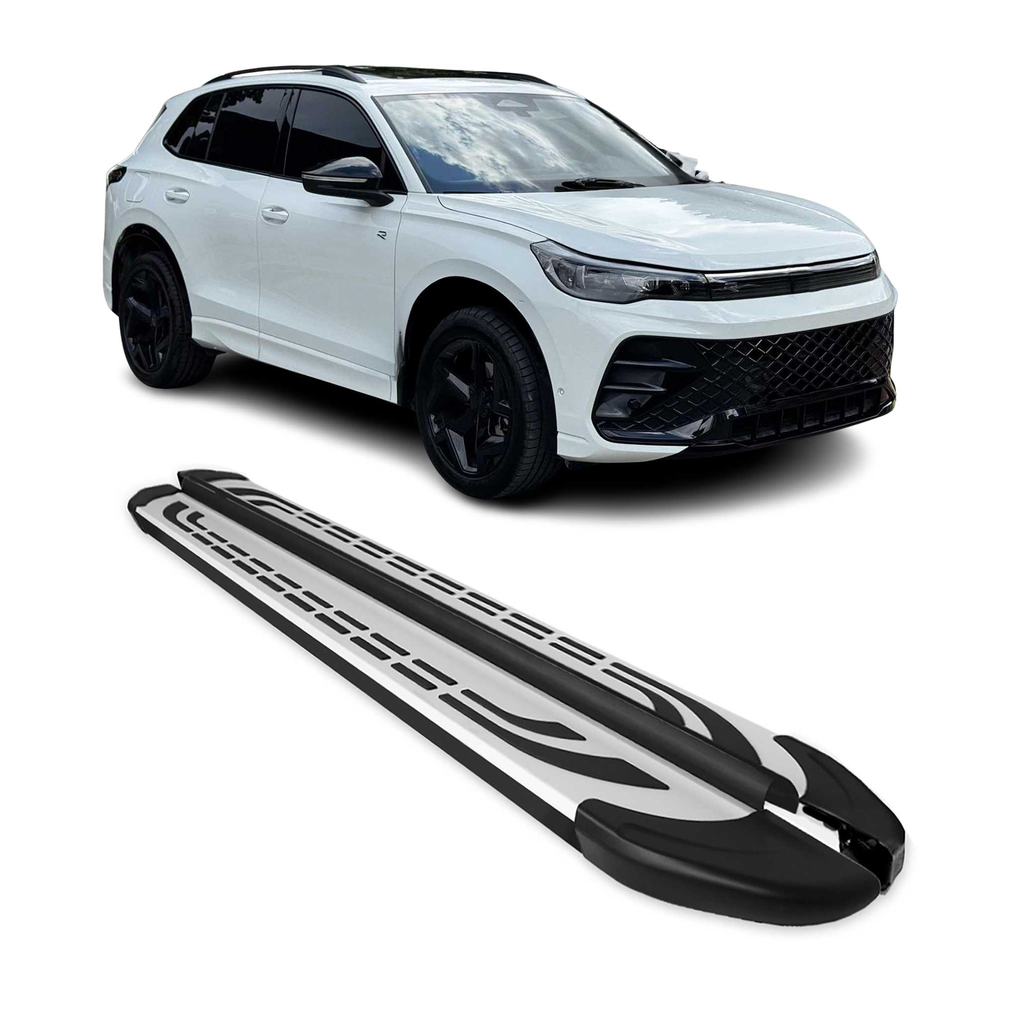 Marchepieds latéraux pédale pour VW Tiguan mk3 2024-2026 Aluminium Gris Noir